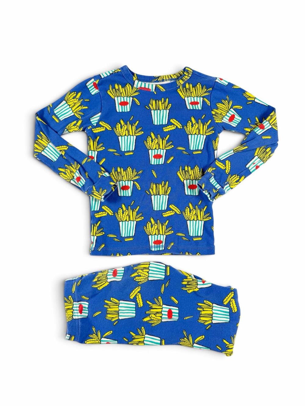 Tea Collection French Fries Long Sleeve Pajamas Blue Size 7
